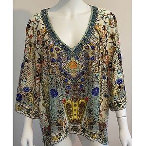 Camilla Silk Top with Gemstones